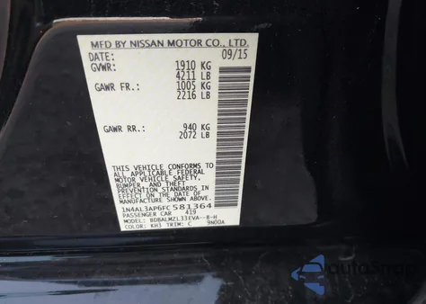 2015 Nissan Altima 2.5 Sv from USA, damaged, VIN 1N4AL3AP6FC581364